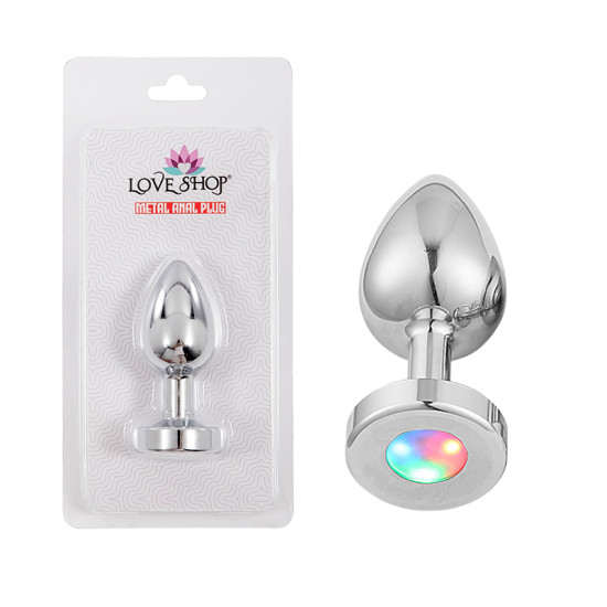 Love & Shop RGB LED Işıklı Metal Anal Plug 8 cm - Gümüş