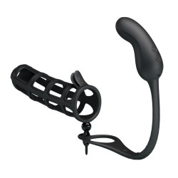 Pretty Love Hercules USB Şarjlı 7 Modlu Titreşimli Anal Plug ve Penis Kılıfı