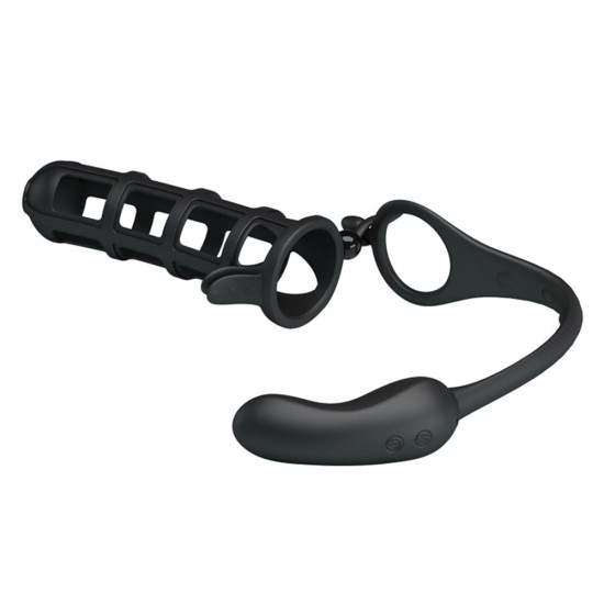 Pretty Love Hercules USB Şarjlı 7 Modlu Titreşimli Anal Plug ve Penis Kılıfı