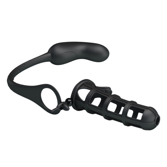 Pretty Love Hercules USB Şarjlı 7 Modlu Titreşimli Anal Plug ve Penis Kılıfı