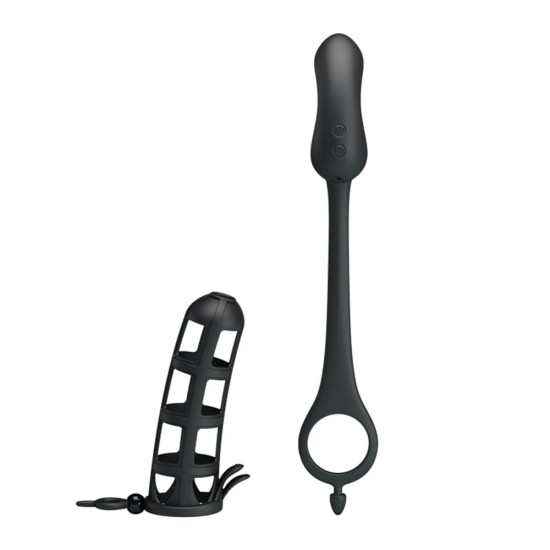 Pretty Love Hercules USB Şarjlı 7 Modlu Titreşimli Anal Plug ve Penis Kılıfı