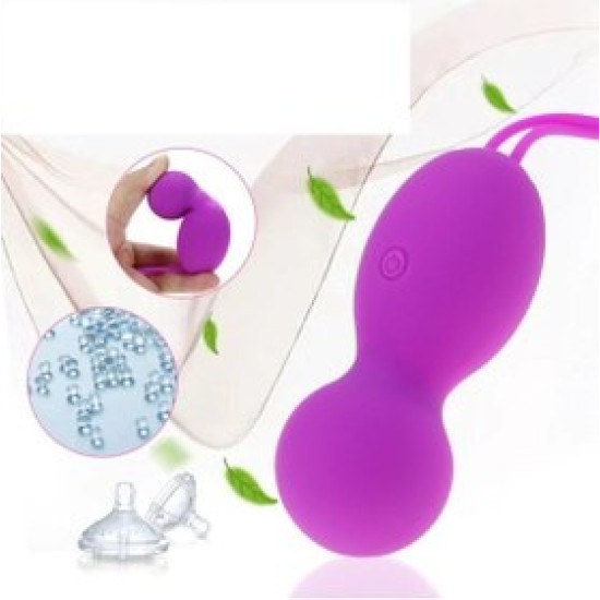 USB Şarjlı Titreşimli Çift Kegel Topu Vibratör - Mor