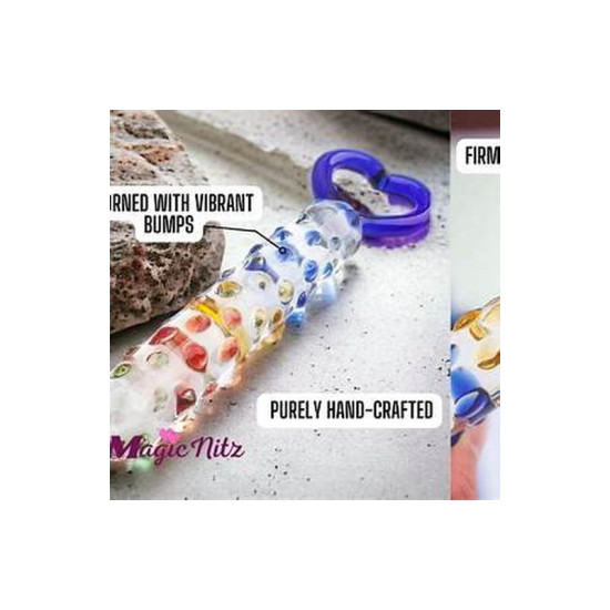 Magicnitz Rainbow Raindrop Textured Borosilikat Cam Dildo