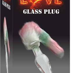Love Glass Plug 11 cm Cam Anal Plug 37 cm Renkli Peluş Kuyruklu