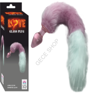 LOVE GLASS PLUG Pembe Beyaz Kuyruklu Cam Anal Plug – Şeffaf, Estetik ve Estetik Fantezi Oyuncağı