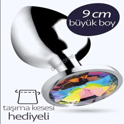 Large Büyük Boy 9 CM Metal Anal Plug Taşlı 