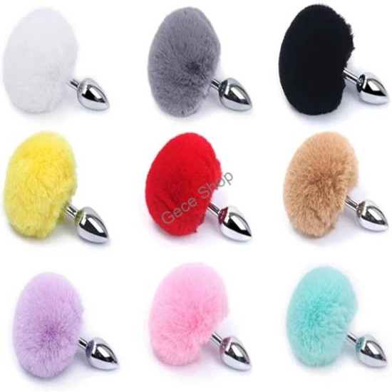 Renkli Ponponlu Metal Anal Plug