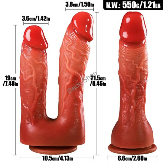 Tilki Çift Başlı Realistik Dildo 21.5 cm – 19 cm