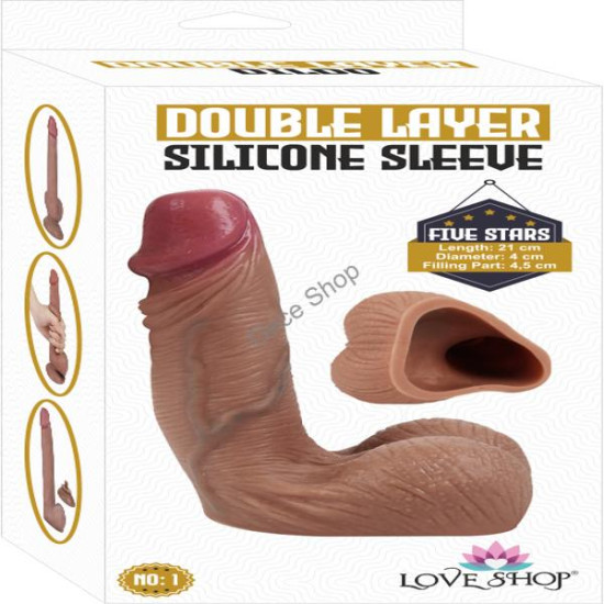 Çift Katmanlı Silikon Sleeve – Medikal Malzemeden, Testis Bölmeli, 21 cm Uzunluk