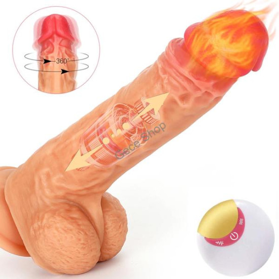 25 CM ileri geri giden Isıtmalı Şarjlı Uzaktan Kumandalı Penis