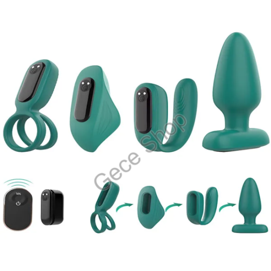 4 Parçadan Oluşan Titreşimli Uzaktan Kumandalı Eğlence Fantezi Seti s-hande The Love Kit