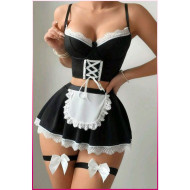 Siyah Seksi Hizmetçi Kostümü