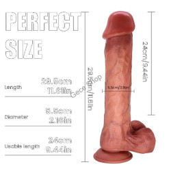 Jorge 29,5 cm Çift Katmanlı Titreşimli Penis – Uzaktan Kumandalı, Damarlı, Testisli, Vantuzlu, Su Geçirmez