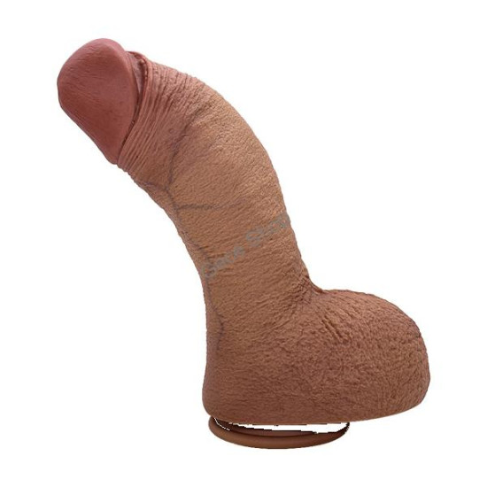 Marc 28 cm Çift Katmanlı Silikon Penis – Damarlı, Testisli, Vantuzlu, Su Geçirmez