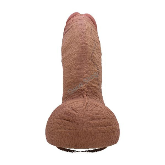 Marc 28 cm Çift Katmanlı Silikon Penis – Damarlı, Testisli, Vantuzlu, Su Geçirmez