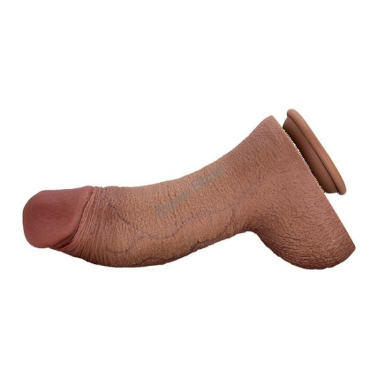 Marc 28 cm Çift Katmanlı Silikon Penis – Damarlı, Testisli, Vantuzlu, Su Geçirmez