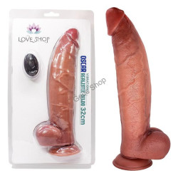 Oscar 32 cm Çift Katmanlı Titreşimli Penis – Uzaktan Kumandalı, Damarlı, Testisli, Vantuzlu, Su Geçirmez