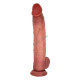 Oscar 32 cm Çift Katmanlı Titreşimli Penis – Uzaktan Kumandalı, Damarlı, Testisli, Vantuzlu, Su Geçirmez
