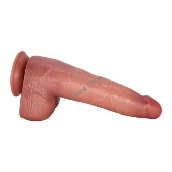 Pedro 25 cm Çift Katmanlı Titreşimli Penis – Uzaktan Kumandalı, Damarlı, Testisli, Vantuzlu, Su Geçirmez