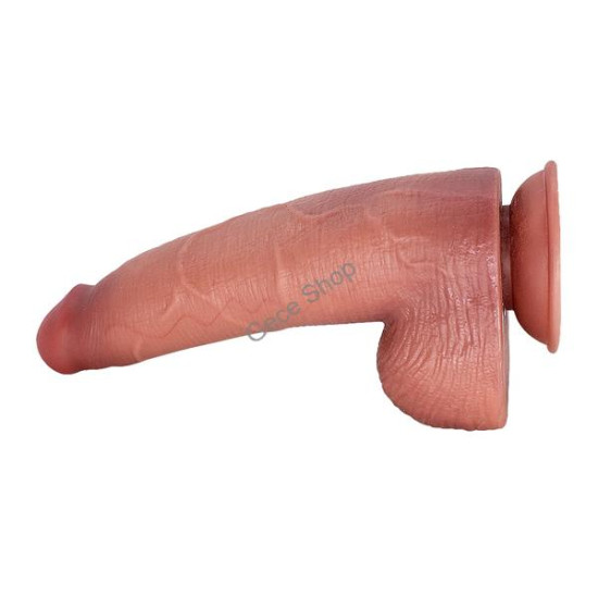 Pedro 25 cm Çift Katmanlı Titreşimli Penis – Uzaktan Kumandalı, Damarlı, Testisli, Vantuzlu, Su Geçirmez