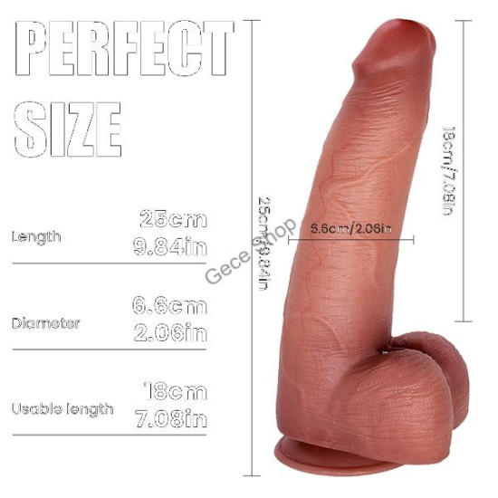 Pedro 25 cm Çift Katmanlı Titreşimli Penis – Uzaktan Kumandalı, Damarlı, Testisli, Vantuzlu, Su Geçirmez