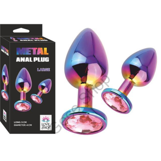 9.5 Cm Uzunlukta Özel Tasarım Multi Color Arkası Taşlı Tasarım Pazlanmaz Alaşım Pürüzsüz Yüzey  METAL ANAL PLUG-LARGE