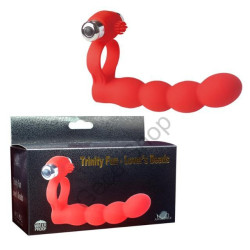 Boğumlu Yapıda Anal Vajinal Kullanım Zevk veren 7 Mod Güçlü Titreşimli ikili Deneyim için Penis Yüzüklü Yıkanabilir Silikon Gövde Penis Yüzüklü Vibratör SİLİCONE TRİNİTY FUN-LOVER'S BEADS