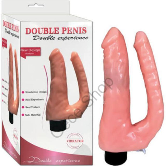 Realistik Dokuda 15 Cm Uzunlukta Anal Vajinal  Aynı anda Kullanım Titreşimli  Damarlı Vibratör DOUBLE PENİS