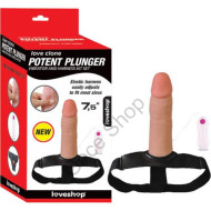 18 Cm Uzunlukta Gerçekçi Ten Dokusunda Ayarlı Belden Bağlamalı Kemerli 10 Mod Titreşimli Strapon İçi Boş Penis  POTENT PLUNGER İÇİ BOŞ