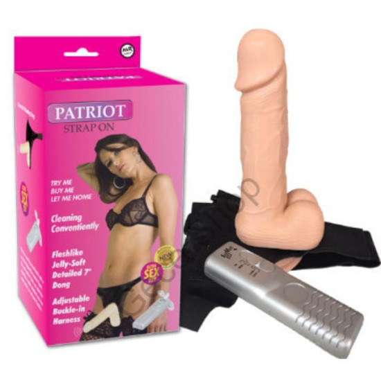 19 Cm Uzunlukta Ayarlı Belden Bağlamalı Kemerli Realistik Yumuşak Damarlı Testisli 3 Mod Güçlü Titreşimli Strapon Dildo Vibratör Penis Patriot Strap-on