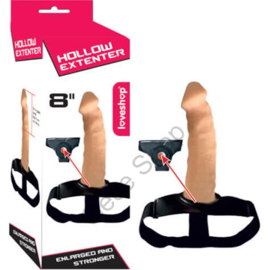 Ten Renginde Ayarlanabilir Kemerli 20 Cm İçi Boş Penis Uzatan Extra Silikon Dolgulu Gövde Strapon Penis  HOLLOW EXTENDER İÇİ BOŞ