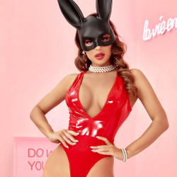 Parlak Kırmızı Likralı Özel Erotik Fantezi Kostüm