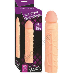 17 Cm Boyutunda Kaliteli Silikon Gövde yapısı Vajina Uyaran Gerçekçi Damarlı Yapıda 5 Cm Dolgulu PENİS KILIFI  EXTRA SLEVE