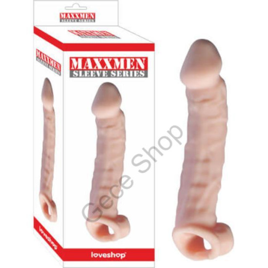 Gerçekçi Et Dokusunda Damarlı yapıda 8 Cm Bepis Uzatma Dolgulu Kondom PENİS KILIFI MAXXMEN SLEEVE