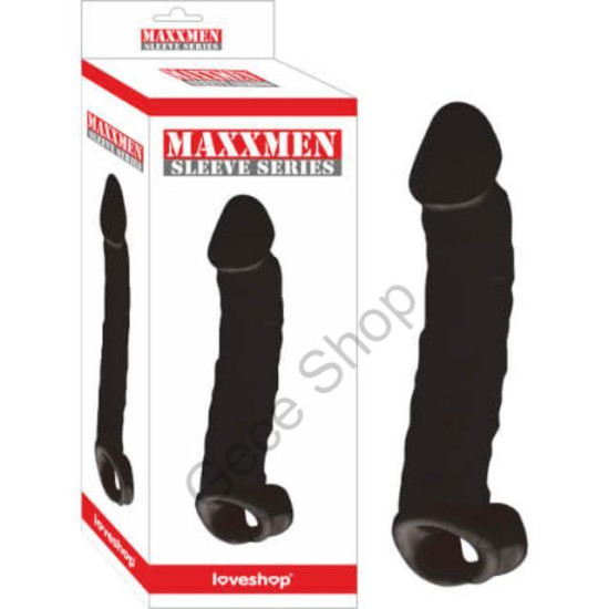 Siyahi Gerçekçi Ten Dokusunda Testis Geçmeli Bölge8 Cm  Penis Uzatan Özel Dolgulu Damarlı Kondom PENİS KILIFI MAXXMEN SLEEVE