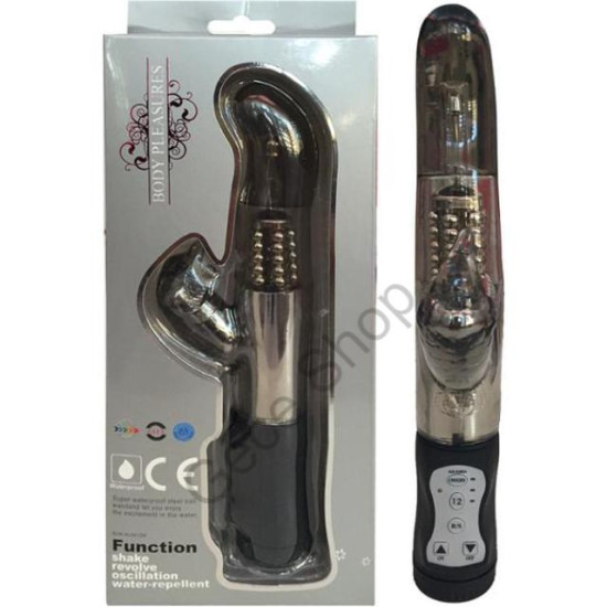 12 Mod Titreşimli Su Geçirmez Klitoris Uyaran 23 Cm Boyunda Silikon Gövde Tavşan Vibratör Penis BODY PLEASURE VİBRATÖR