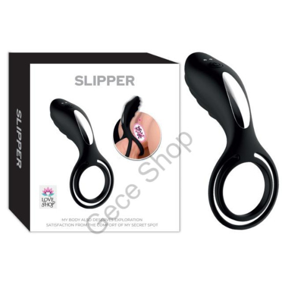SLİPPER SİYAH RENKLİ 11 Cm uzunlukta Yıkanabilir Medikal Malzeme Magnetic Şarj 7 Güçlü Titreşim Modlu Klitoris vajina Uyarıcı Penis Ringi 