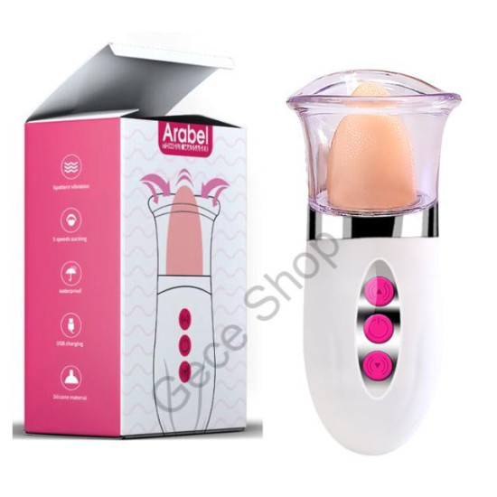 Usb Şarjlı Güçlü Ayarlı Titreşim Modlu Vakumlu Dil ile Klitoris Vajina Uyarıcı 12 Cm Vajina Vibratör - ARABEL -
