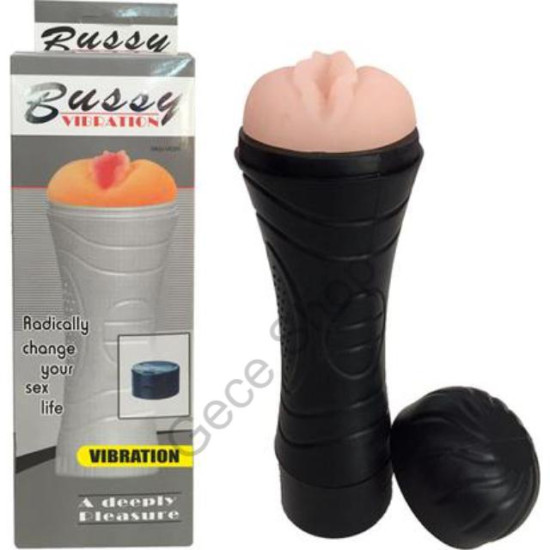 Zevk Veren Titreşimli  Tırtıklı İç Yapıda Gerçekçi Et Dokusunda Mastürbasyon Vajinası Fener Tipi Saklama Kaplı Bussy Vibrating Mastürbatör