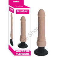 18 Cm Uzunlukta Realistik Ten Dokusunda Ten Rengi Damarlı Güçlü Vantuzlu Titreşimli pilli Vibratör Penis WAVES OF PLEASURE