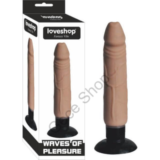 Damarlı Gerçekçi Ten Dokusunda 18 Cm Uzunlukta Güçlü Titreşimli Vantuzlu  Realistik Vibratör Penis WAVES OF PLEASURE