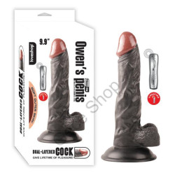Güçlü Titreşimli  Gerçekçi Siyahi Ten Dokusunda Büyük Boy 25 Cm Testisli Damarlı Belden Bağlamalı Kemerlere Uyumlu Güçlü Vantuzlu Dildo Penis OWEN BLACK 