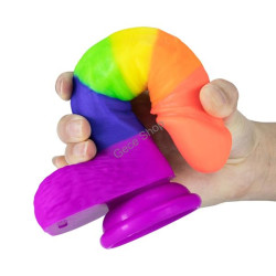 Rainbow Gökkuşağı Dildo - Et Dokulu Vantuzlu 19 cm