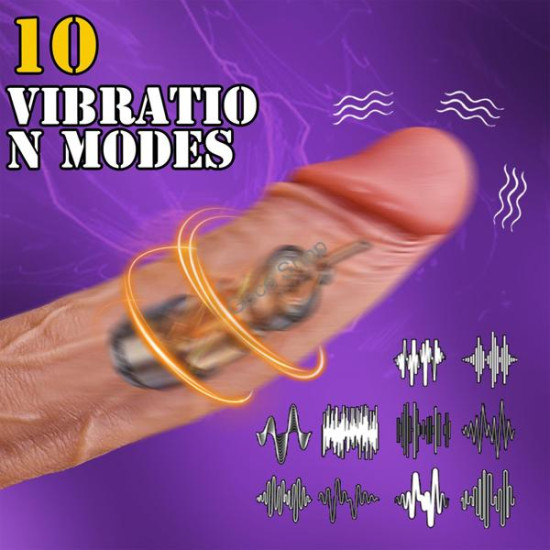 Telefon Kontrollü Hareketli Gerçekçi Melez Dildo Vibratör - 22cm