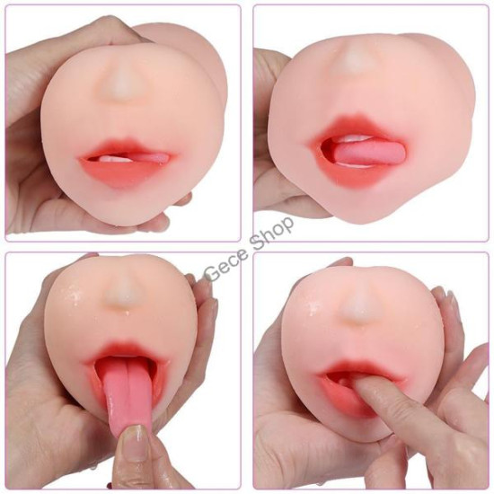 3D Gerçekçi Yüzlü Oral Mastürbatör (Et Dokulu Dudaklar)